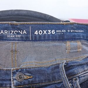 Arizona Men's Blue Relaxed Straight Jeans 65% Cotton 20% Polyester Great For Dad